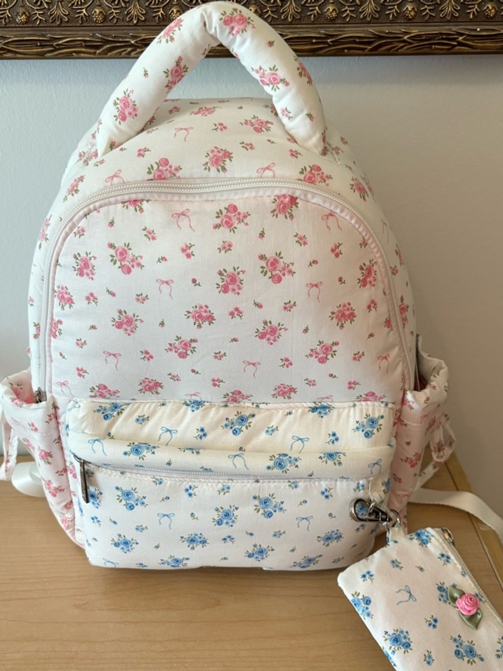 Steve Madden Floral Pink, Blue, and White Mint Backpack Love Shack Fancy Style