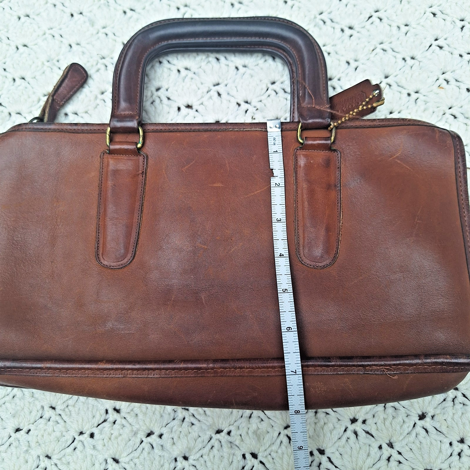 Vtg Coach Handbag Leather Slim Satchel Compact Purse Bag NYC USA Made Brown
