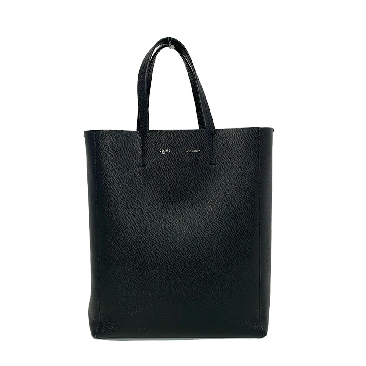 CELINE Vertical Cabas Small Black Leather Tote Bag