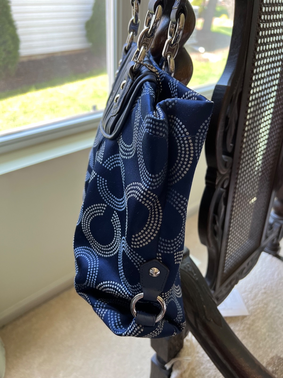 COACH Blue ASHLEY Dotted Op Art Satchel HandBag Purse G1282–F20056
