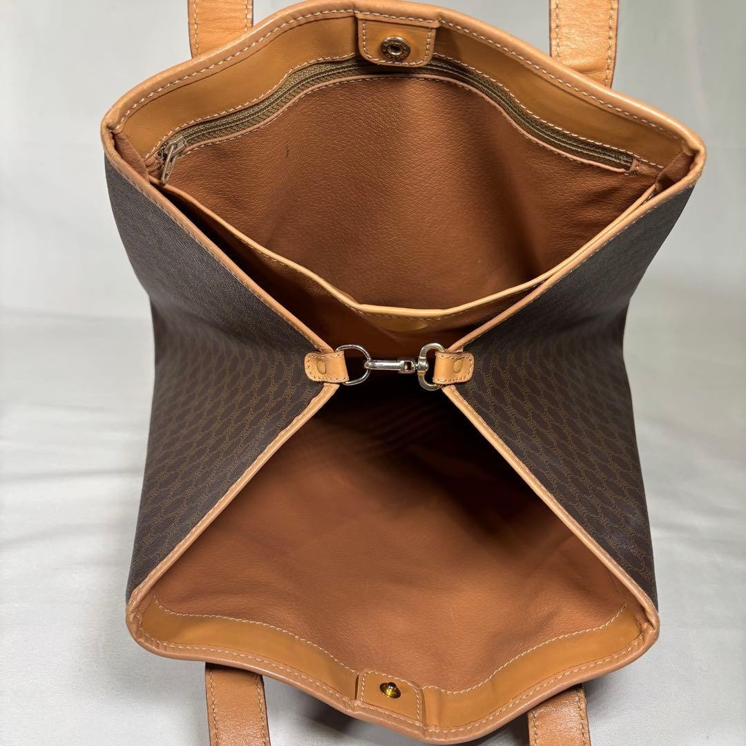 CELINE Macadam Pattern Brown PVC Tote Bag Large Capacity Authentic Women’s