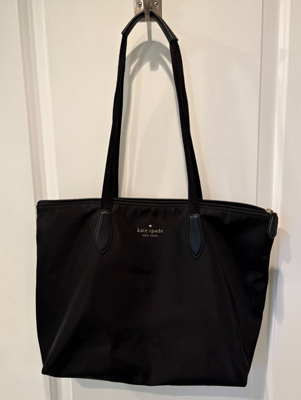 Kate Spade New York Kitt Tote Bag – Black, Large, Nylon, Zip Closure
