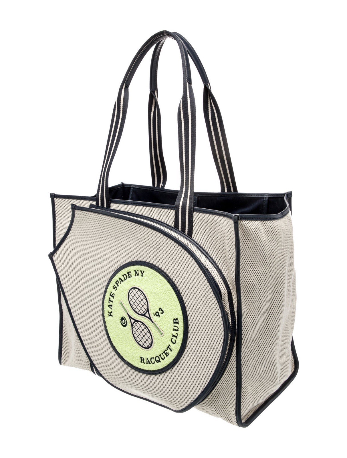New Kate Spade New York Grand Slam Tennis Racket Parchment Handbag Tote Bag