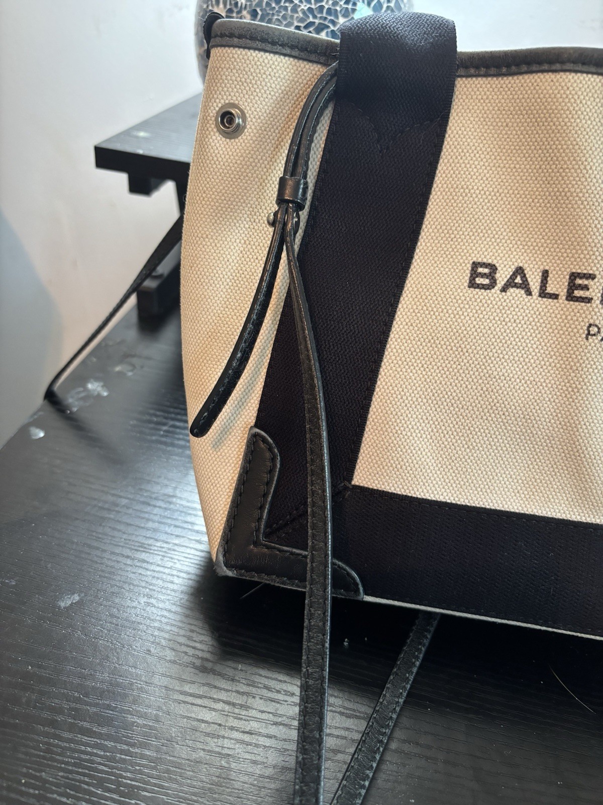 Authentic Balenciaga Navy Cabas Small Tote – Original Papers & Detachable Pouch
