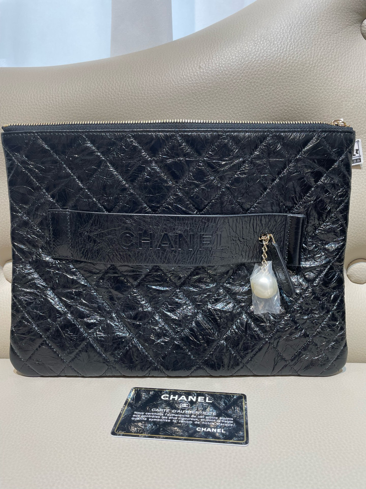 Chanel Black Quilted Glazed Calfskin Clutch Bag （20×27.5）cm