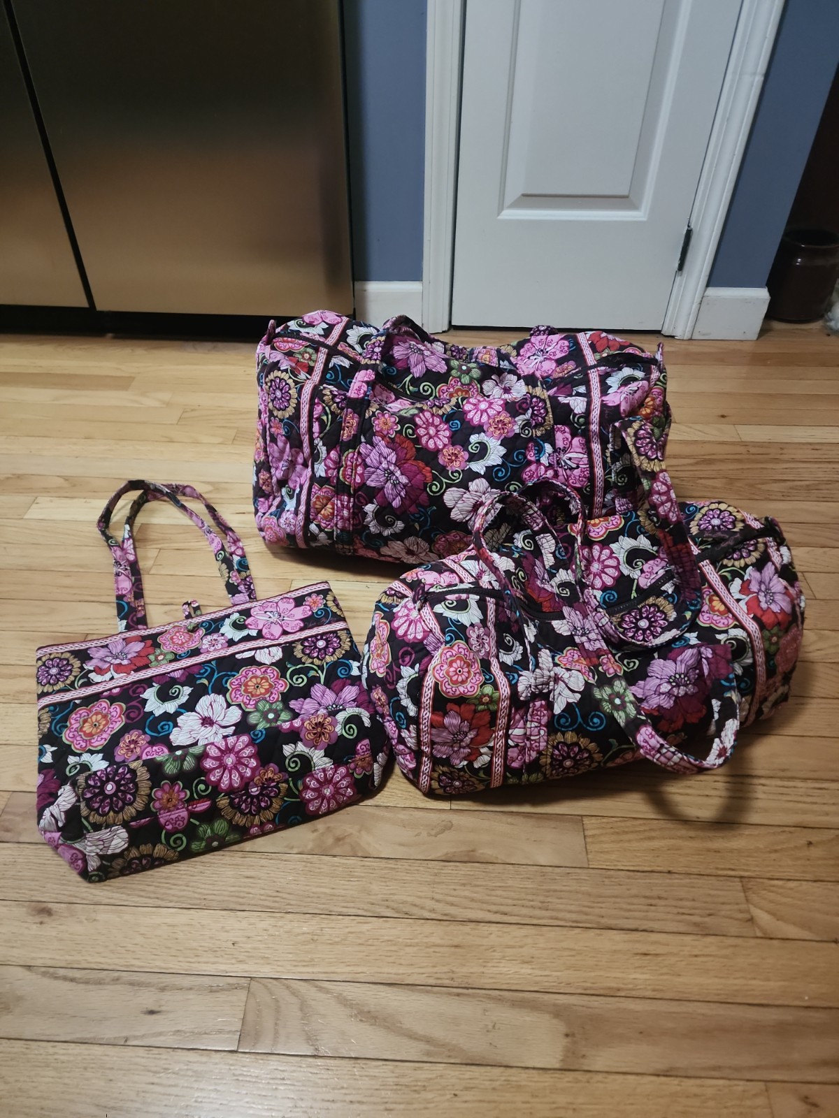 Vera Bradley Lot 3 Duffel Travel Bag Fiesta Floral Retired Quilted Double Handle