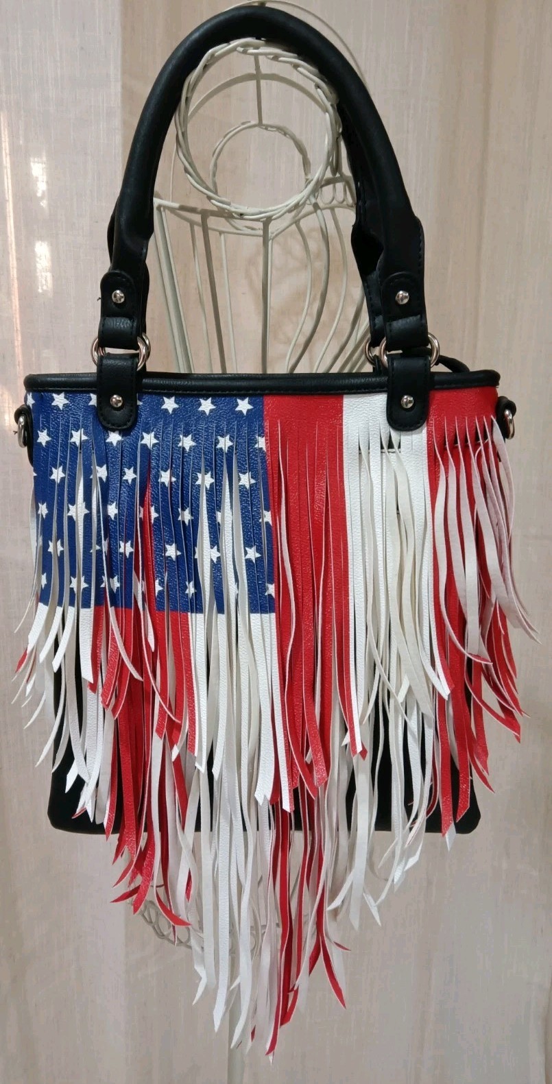 American Flag Fringed Concealed Carry Purse New Without Tags Hand Carry Or Cross