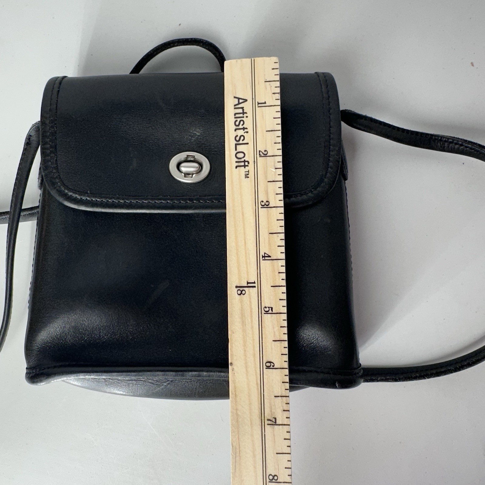 Vintage Coach Tango Flap 9049 Black Leather Turnlock Crossbody