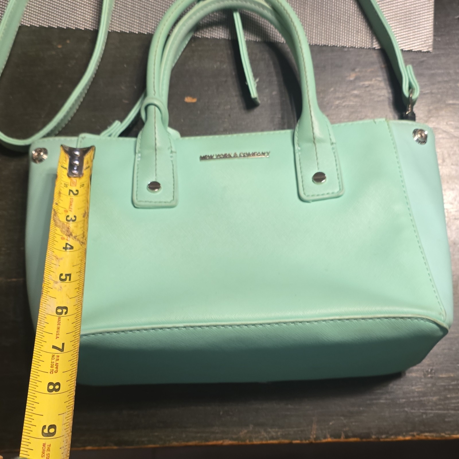 New York & Company Mint Green Satchel Detachable Strap Zipper Buckle Accent