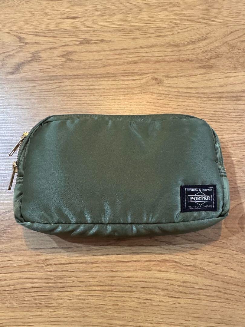 Porter Tanker Pouch logo zipper pocket Sage Green orange fashion goods Mens