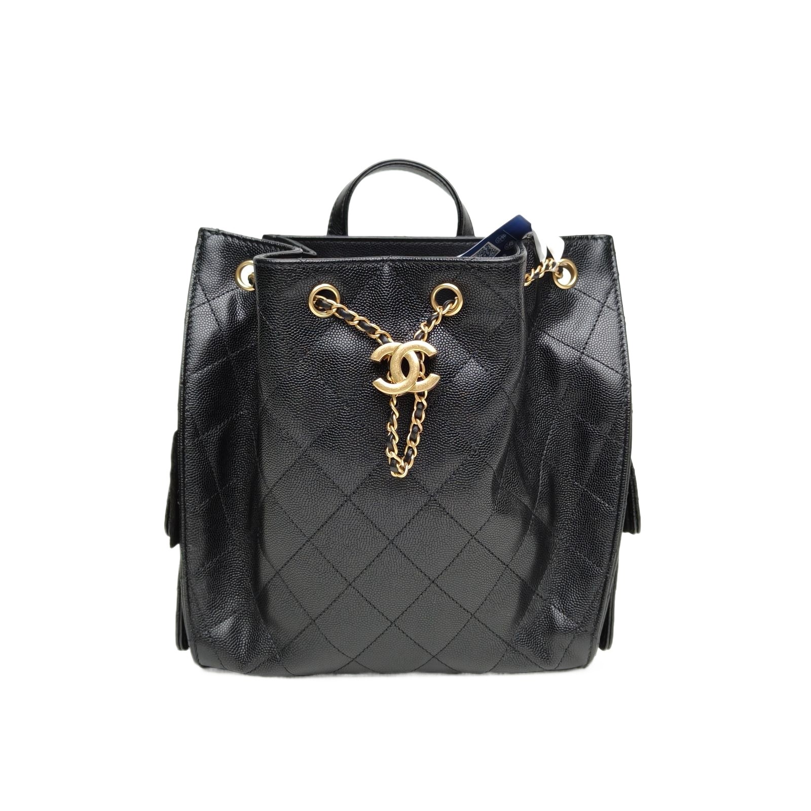 CHANEL 25 bag Backpack 23*23cm Black Grained Calfskin Backpack Bag