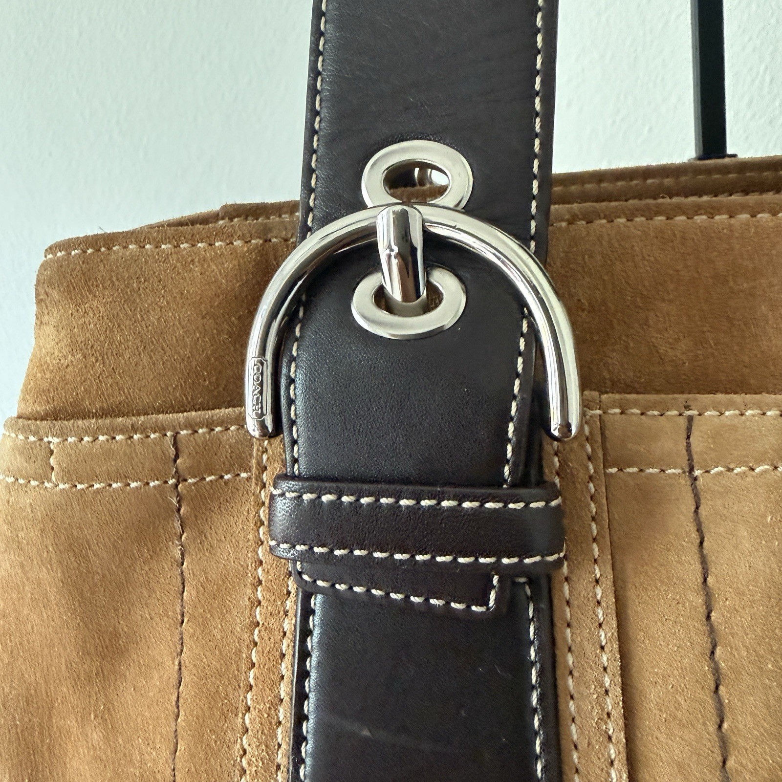 Coach Brown Tote Bag Zip Top Silver Hardware Medium | Lined Inner Pockets Charm