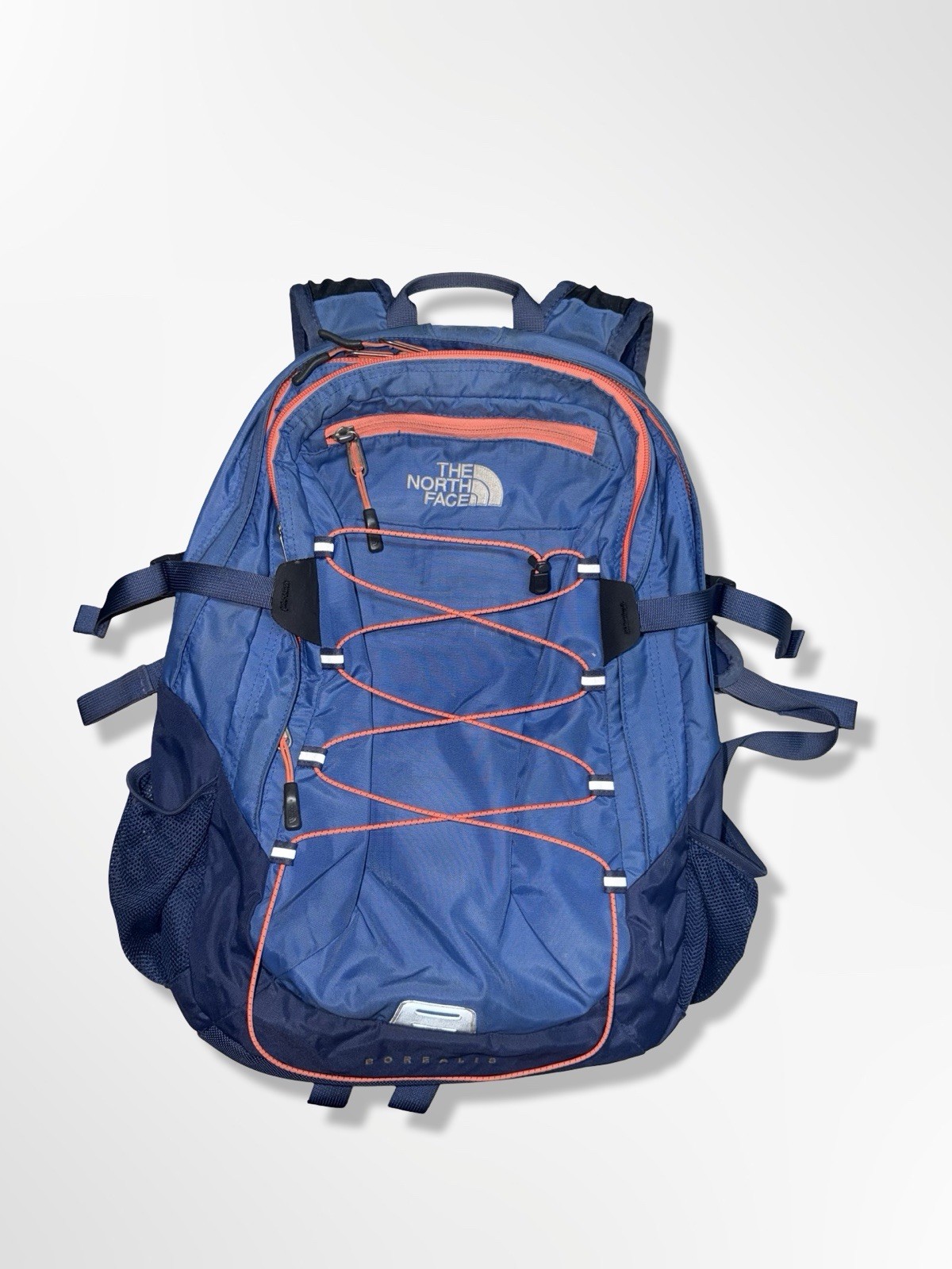 The North Face Borealis Backpack Laptop Bag School Hiking Outdoor Blue / Salmon
