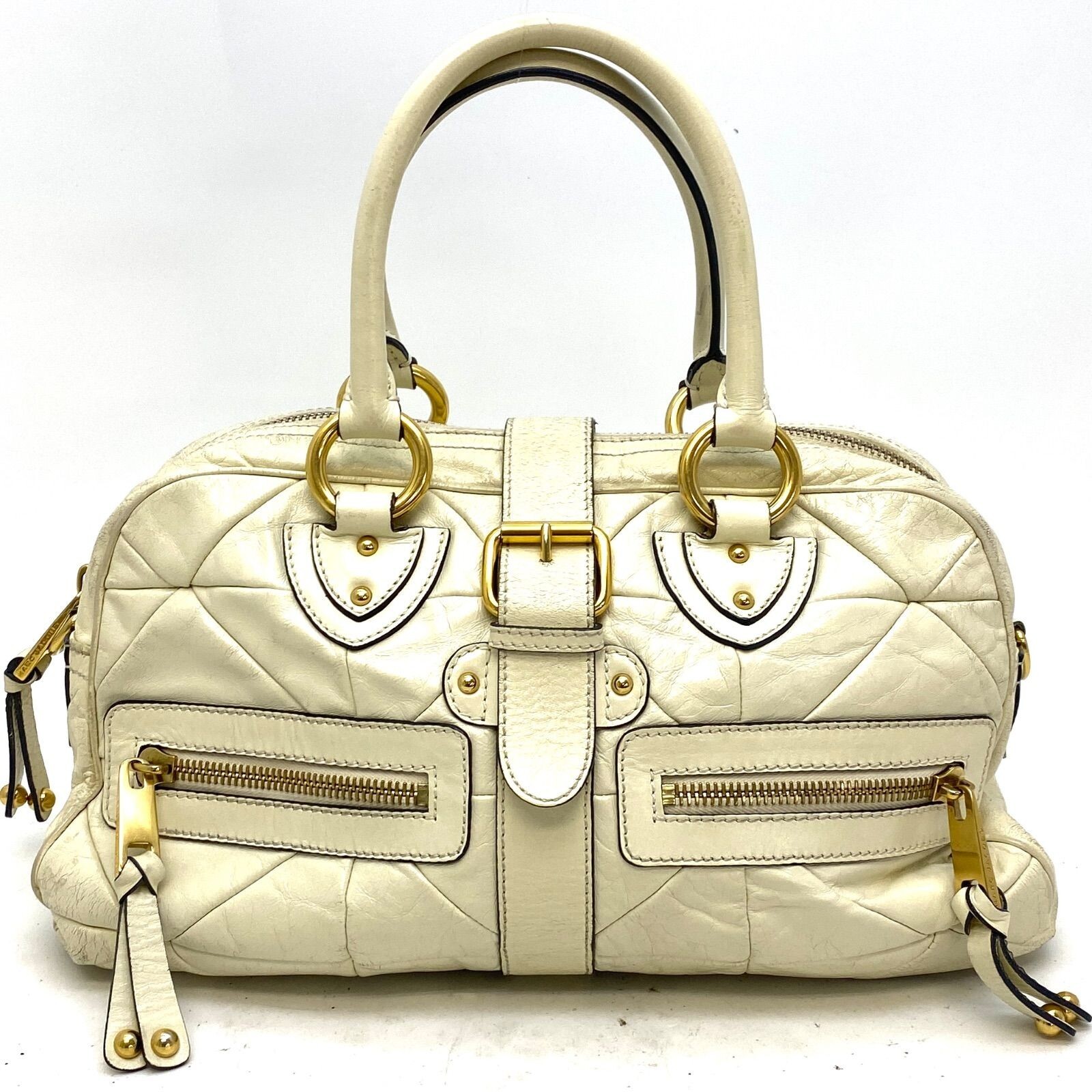 Marc Jacobs White Quilted Leather Chain Strap Shoulder Bag Gold Hardware