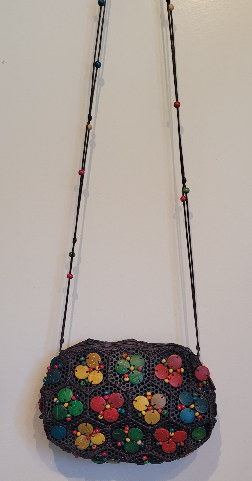 ​Handmade Artisan Coconut Shell Flower Crossbody Bag – Boho Festival Purse