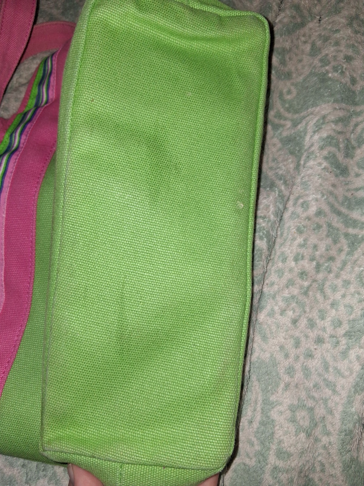 Palmetto Pouches Green & Pink Tote Snap Closure Polka Dot Lined Embroidered