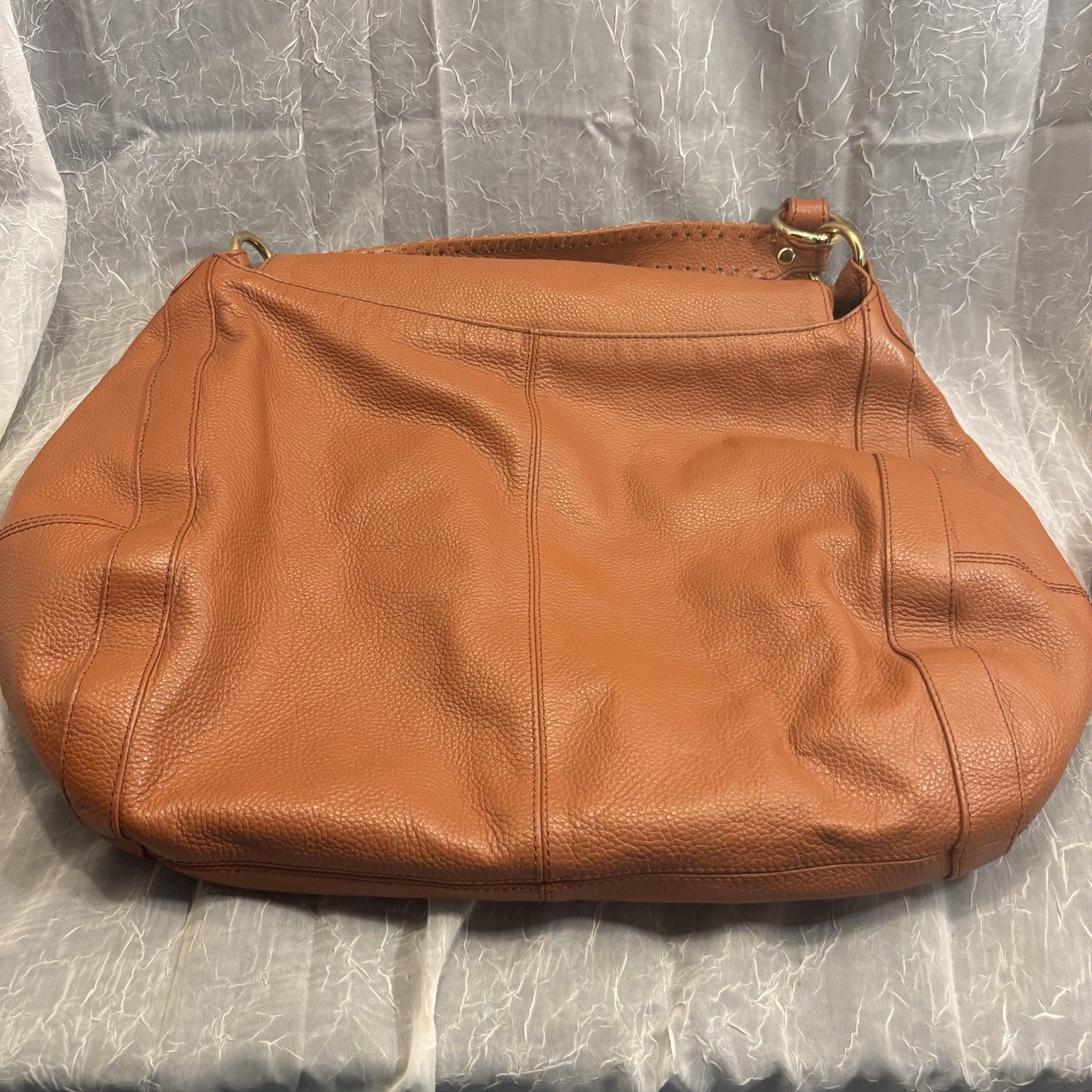 Vtg Designer ONNA EHRLlCH Rachel Brown Pebbled Leather Hobo Purse New W/ Tags