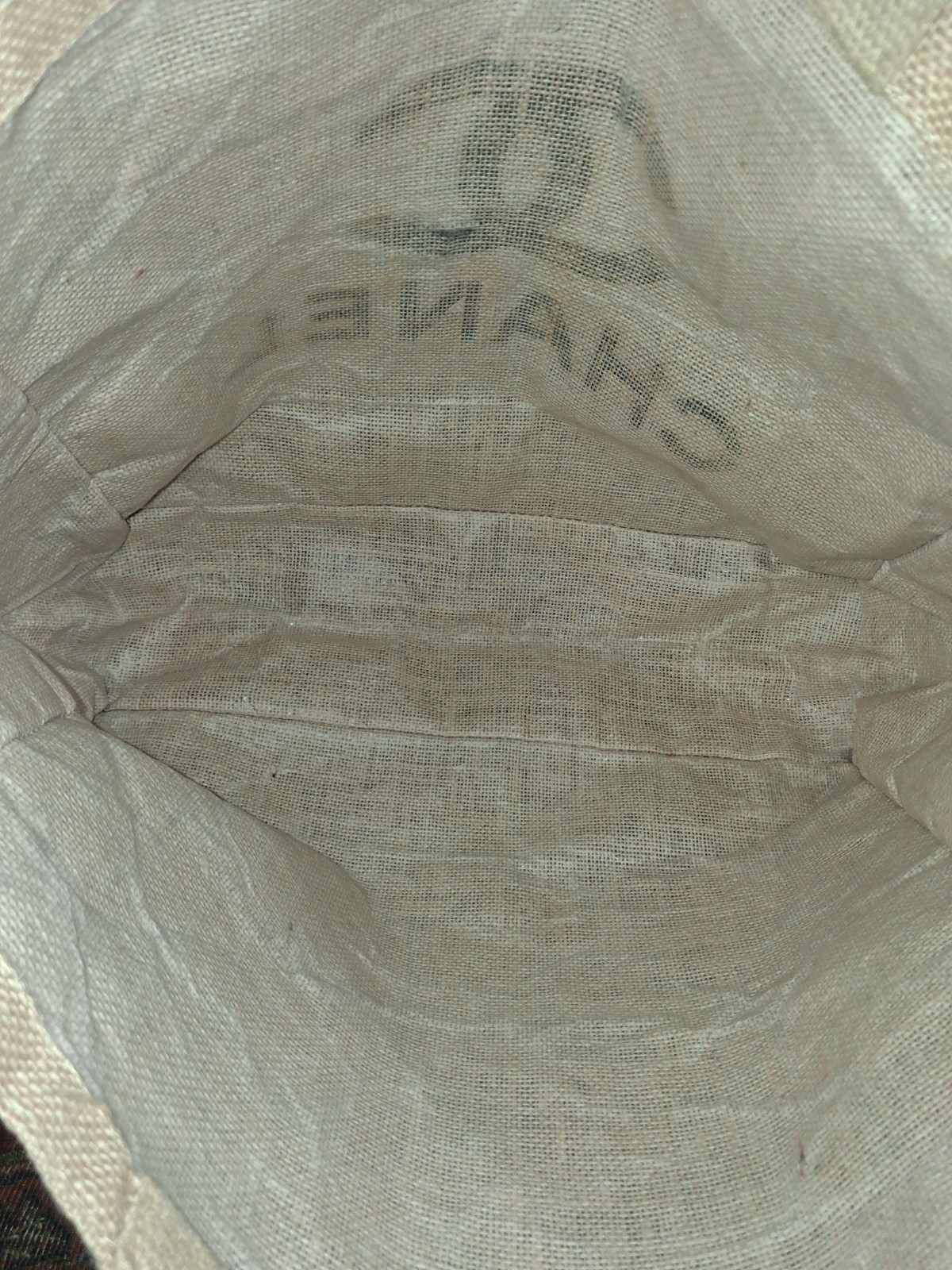 Chanel Beige KHAKI burlap Beach Sand Tote Purse Bag TBF vegan jute