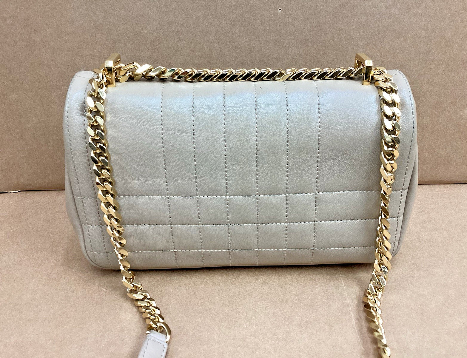 Burberry Small Lola Quilted Leather Shoulder Bag In Oat Beige Leather