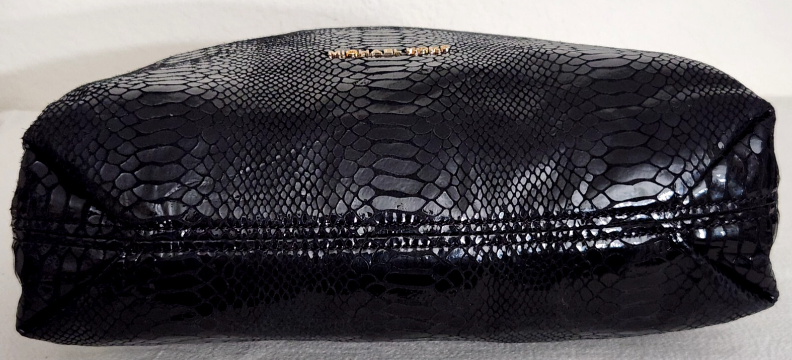 🌞MICHAEL KORS WESTON BLACK SNAKESKIN LEATHER LARGE TOP ZIP SHOULDER BAG🌺NWT!