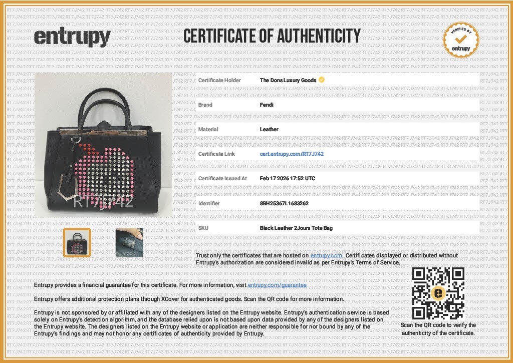 Fendi Black Leather Studded Apple Petite 2Jours 2Way Bag
