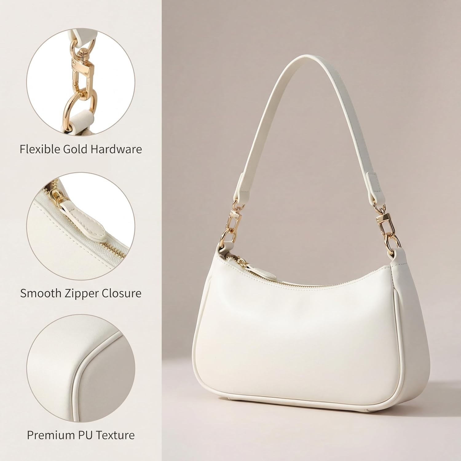 Chic White Clutch Tote Handbag with Removable Straps – Versatile Crossbody Style