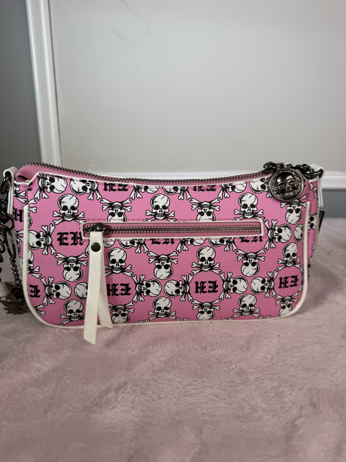 Ed Hardy pink skull mini shoulder bag