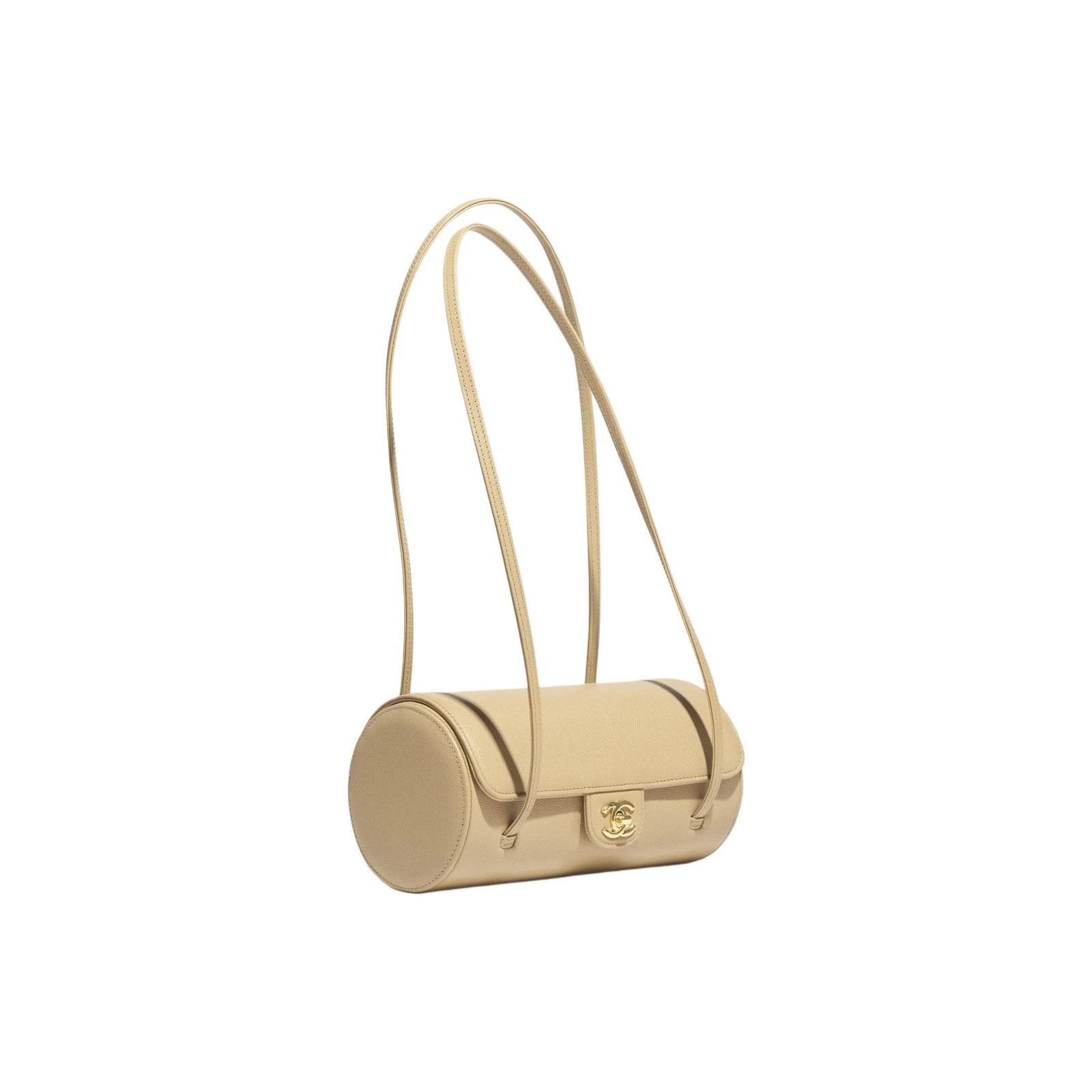CHANEL Small Bowling Bag Beige Gold Hardware 8.07*3.94*3.94 in