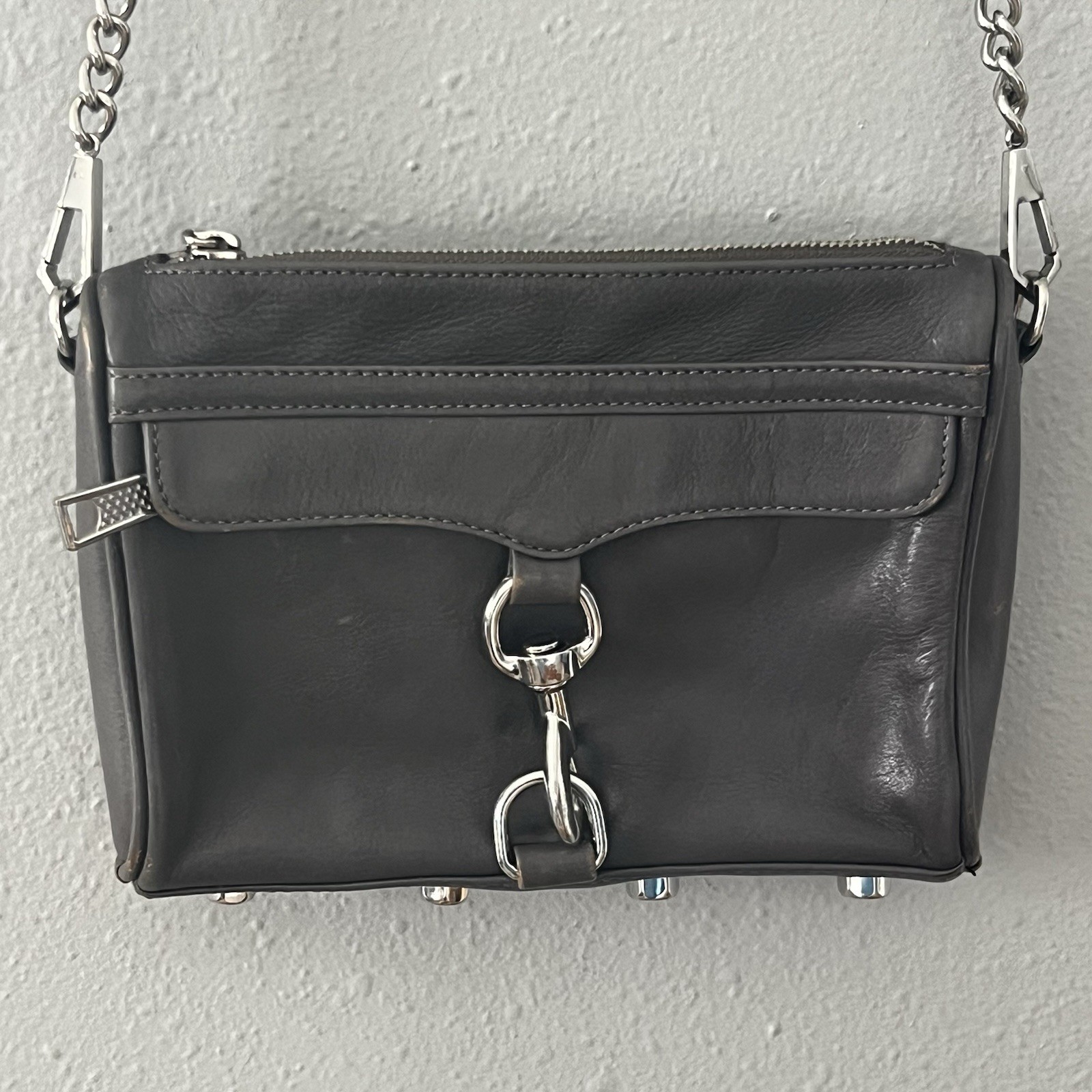 Rebecca Minkoff Crossbody MINI MAC Bag Gray Chain and Leather Strap