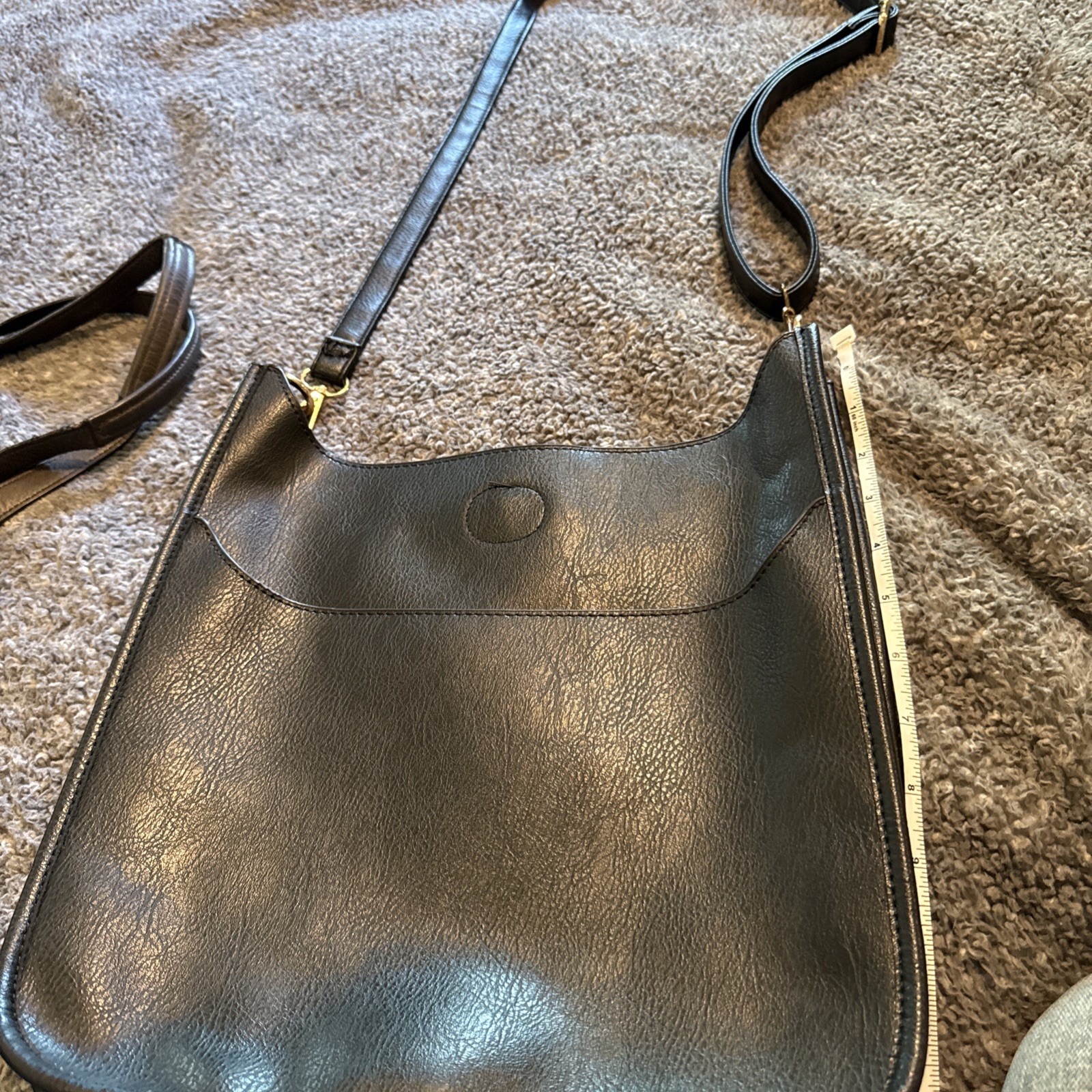 Black Leather 13 In Purse Boho Dressy Magnet Snap Shoulder Bag Noadt 8833313