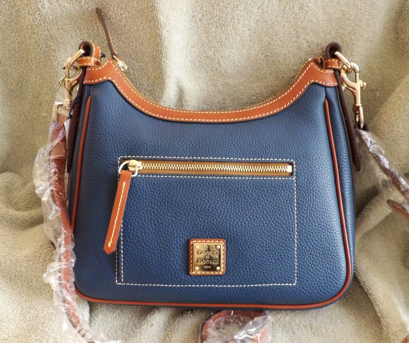 Dooney and Bourke Leather Crossbody Hobo-Jeans-R1890JE-Org. Dust Bag-NWT