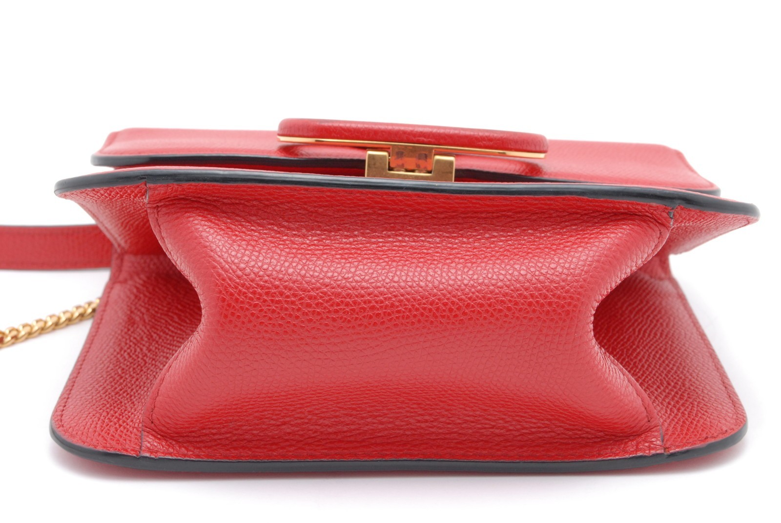 Valentino Garavani VLogo Red Leather Crossbody Shoulder Bag Gold Chain