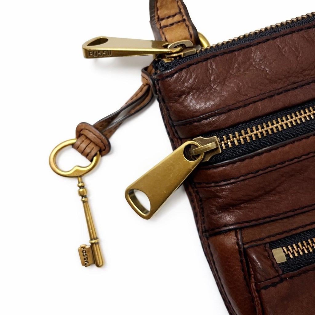 Fossil Explorer Crossbody Bag & Wallet – Vintage Leather Brown Women’s Set