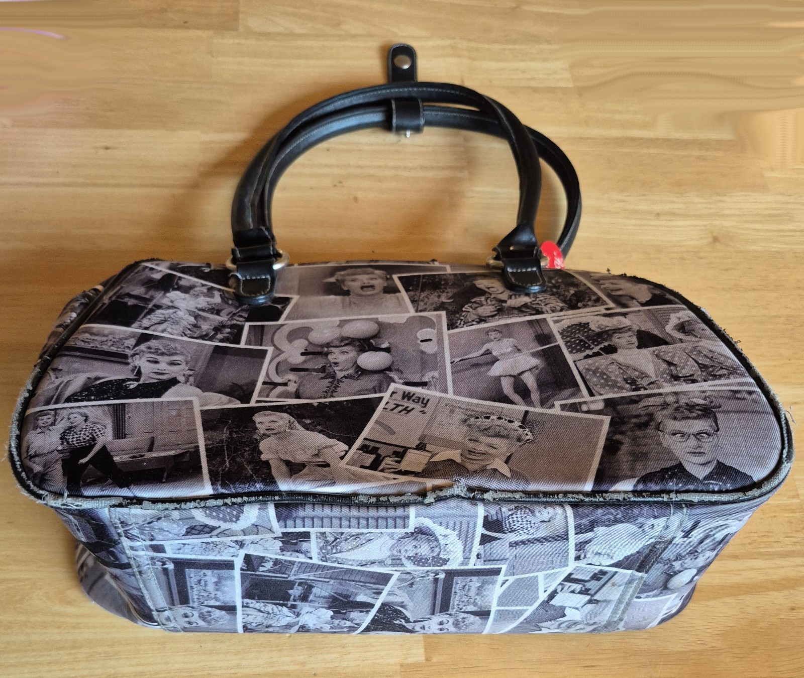 I Love Lucy Vintage Black And White Photo collage purse Handbag With Red Heart