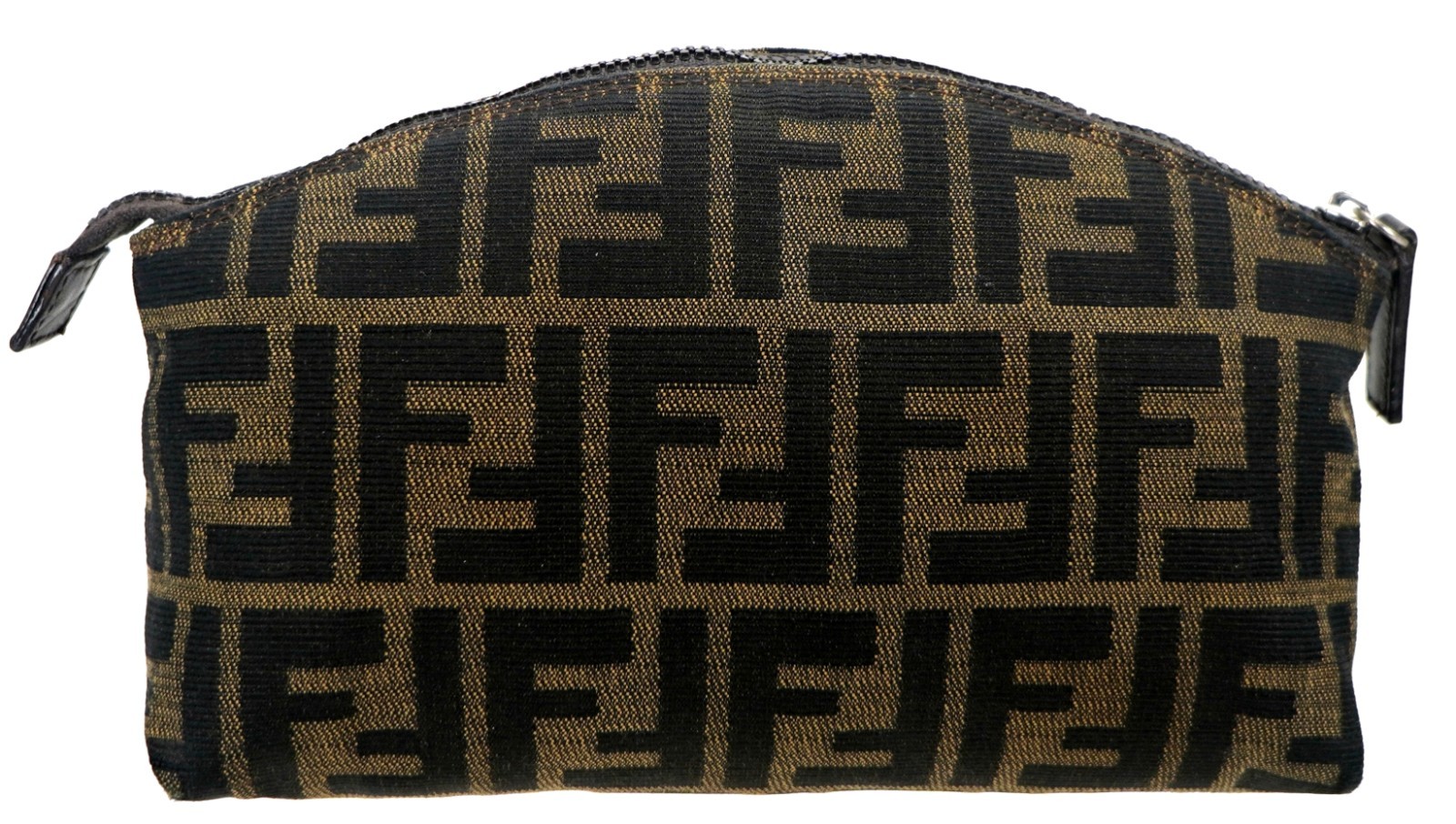 Vintage FENDI Zucca FF Monogram Canvas Travel Toiletry Clutch Bag Italy