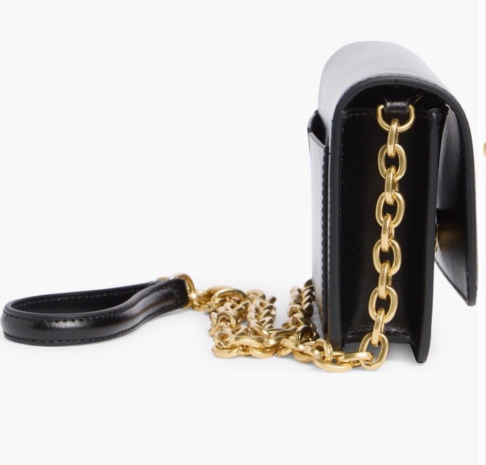 Off-White Women’s Black Crossbody Bag Gold Chain Strap Logo Solid Rectangle