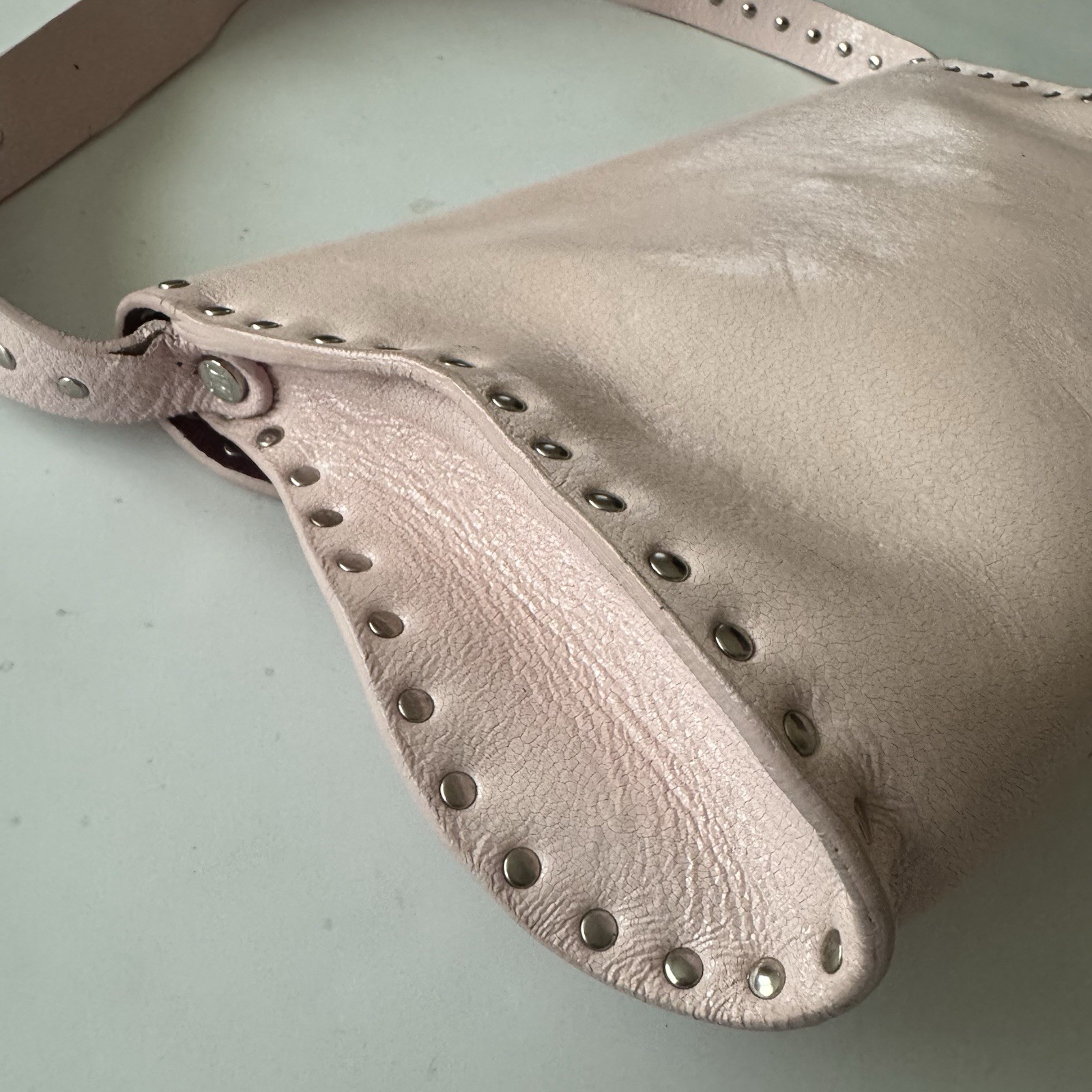 Celine Triomphe Poulbot Vintage Italy Designer ShoulderBag Pink Studded