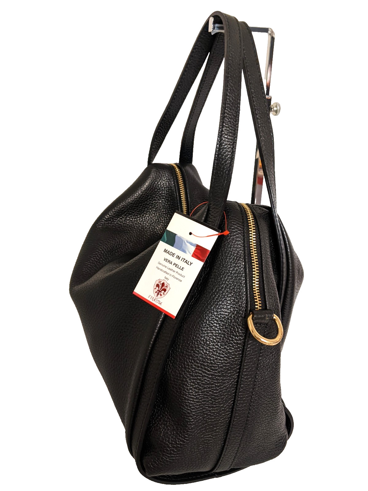 PREMIUM ITALIAN PEBBLED CALF LEATHER LARGE SHOULDER BAG HANDBAG – MADE IN ITALY