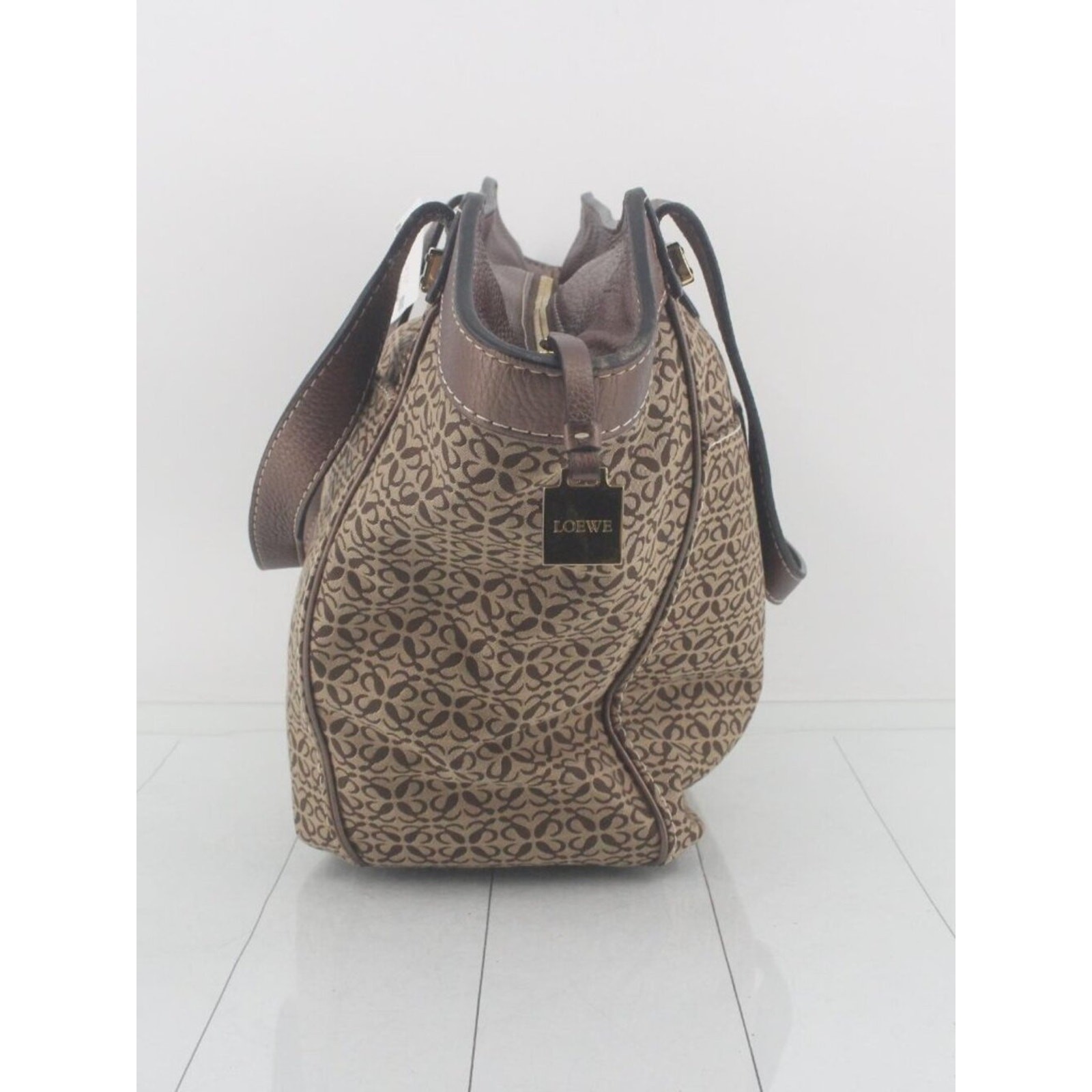 Loewe Anagram Canvas Tote Bag Brown Monogram Shoulder Bag