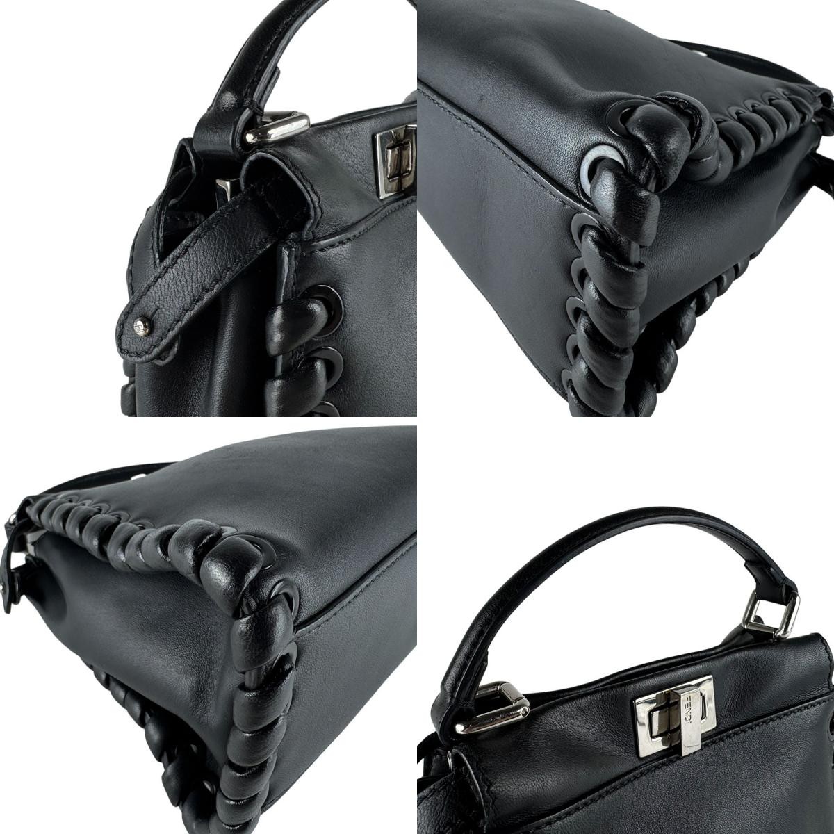 Fendi Mini Peekaboo 2Way Leather Bag Black 8BN244-7G1 Ladies Handbag