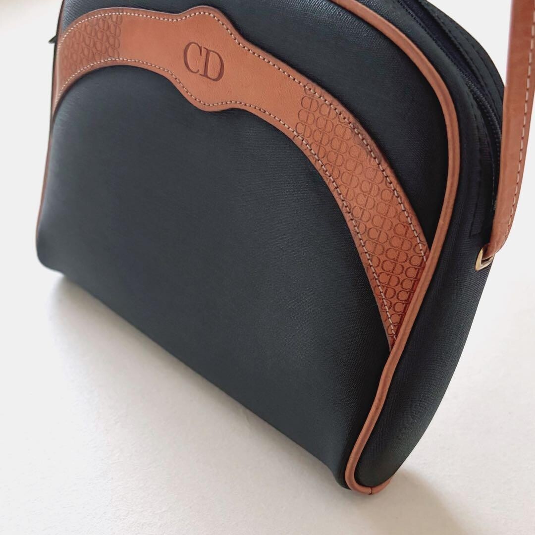 Christian Dior CD Logo Monogram PVC Leather Shoulder Bag Crossbody Auth