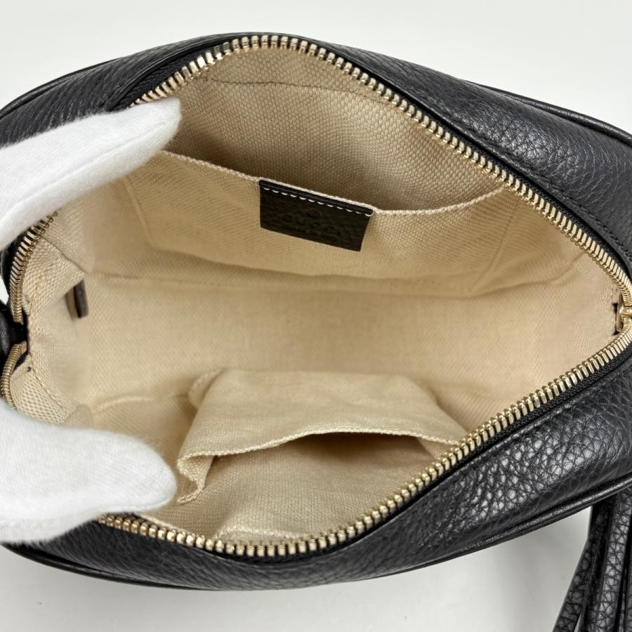 Gucci Interlocking G Leather Black Shoulder Bag 308364 #BS3246