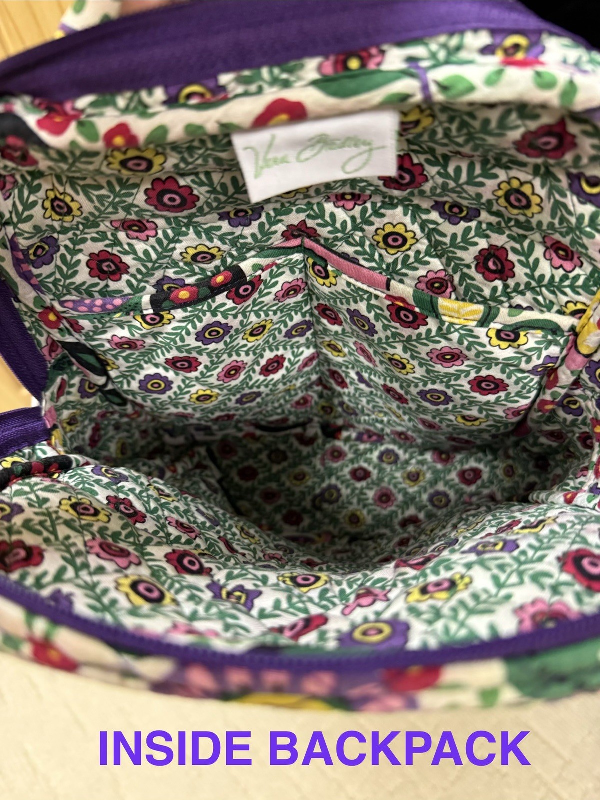 Vera Bradley Small Quilted Backpack Floral Pattern Purple/Pink/Green