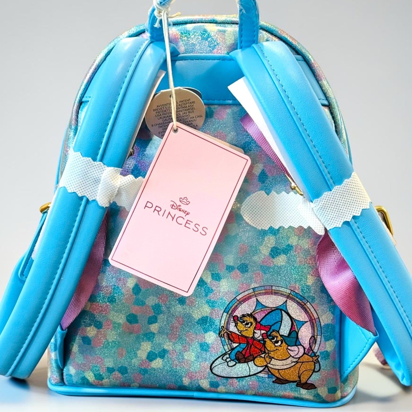 2026 Loungefly Disney Cinderella Stained Glass Mini Backpack NWT Princess Blue