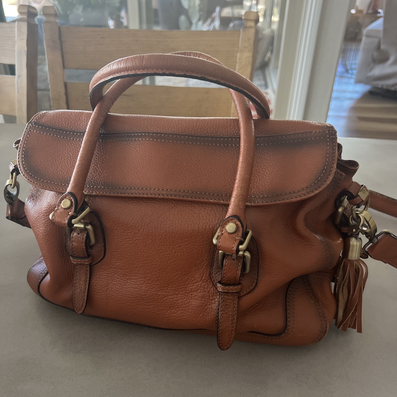 Concealed Carry Purse Genuine Leather 4 Compartments Crossbody Shoulder Bag T