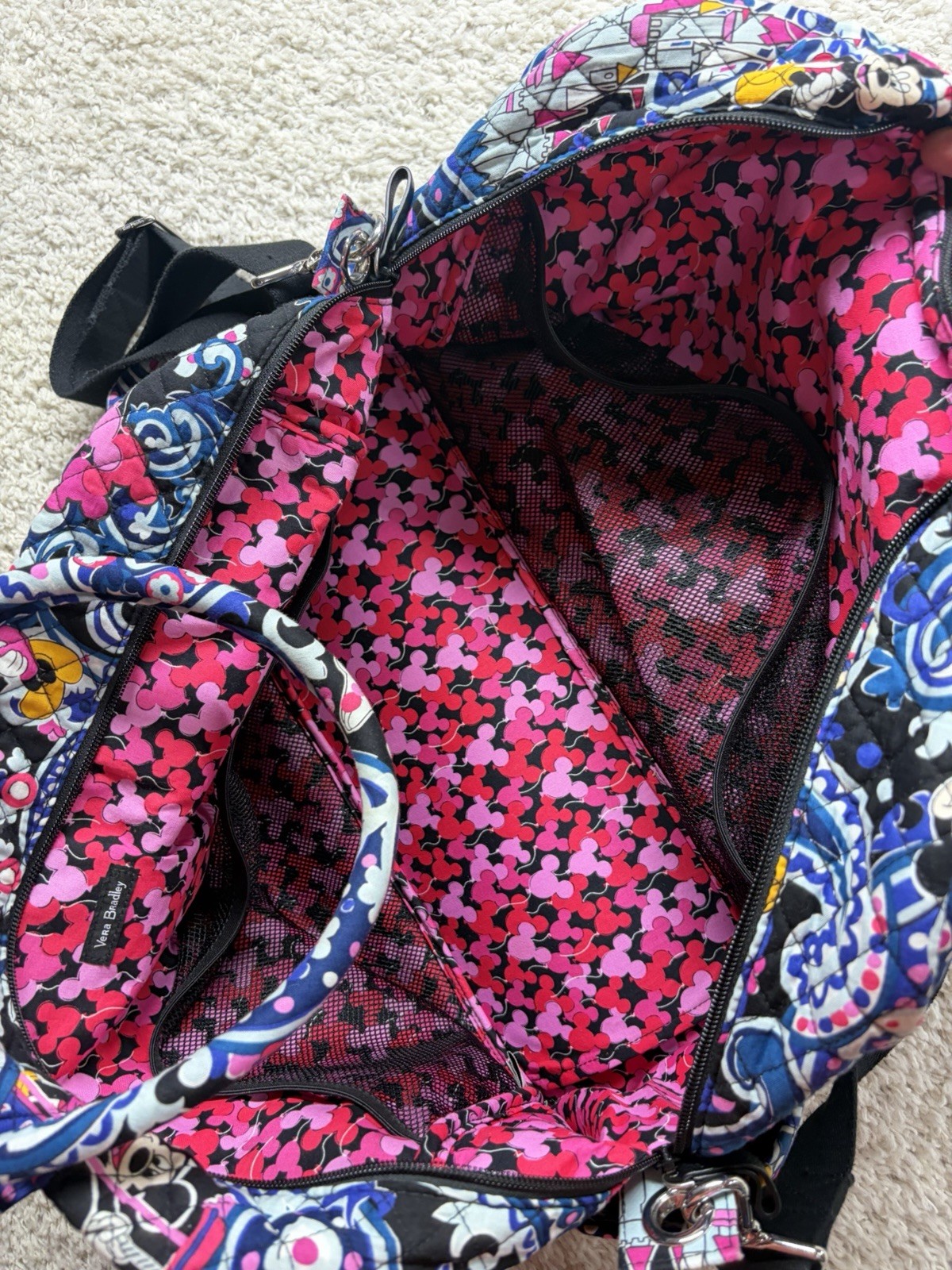 Vera Bradley Disney Mickey Whimsical Paisley Weekender Duffel Bag EUC