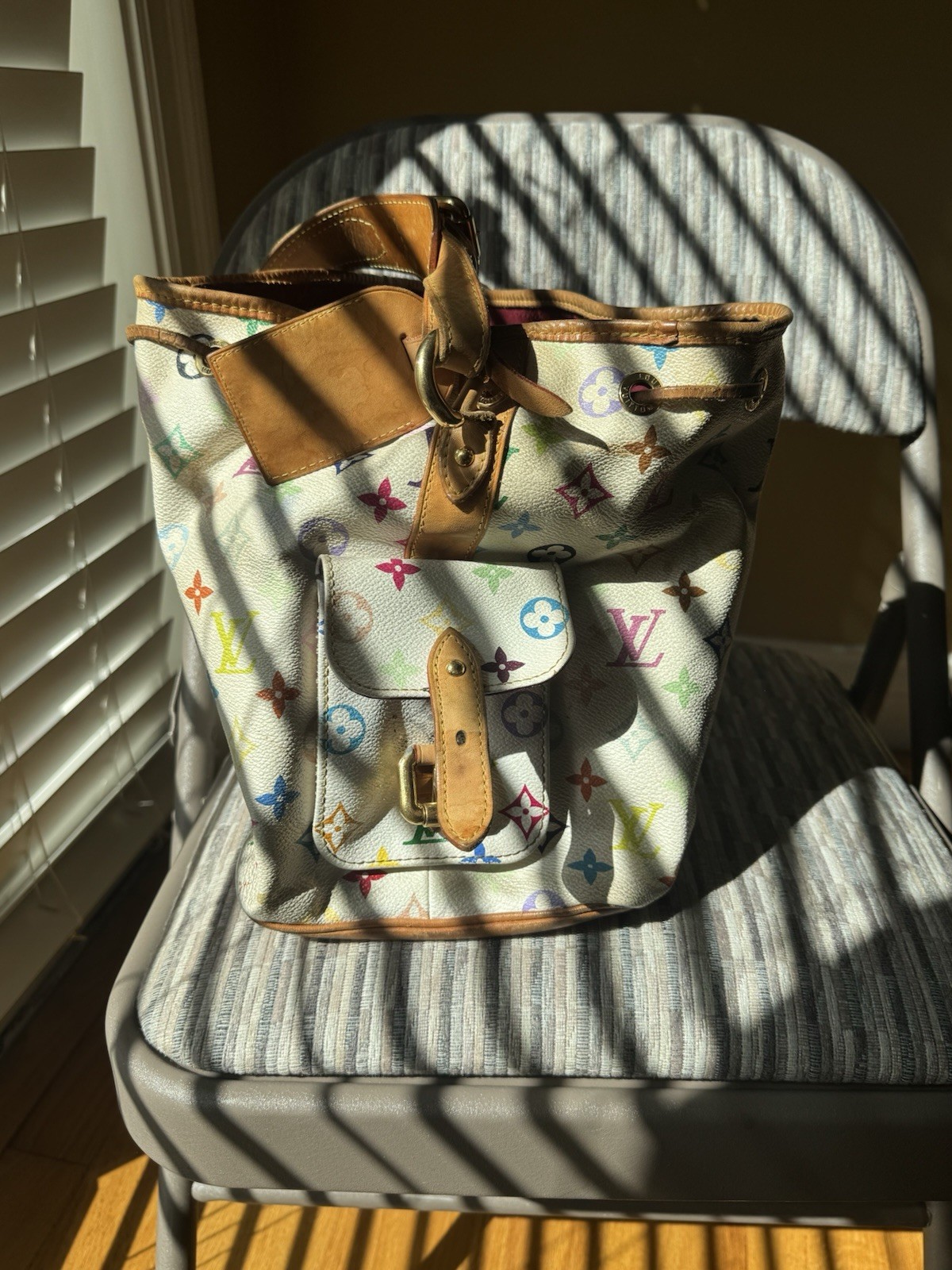 Louis Vuitton Petit Noé White Multicolore Murakami Drawstring Shoulder Bag Rare