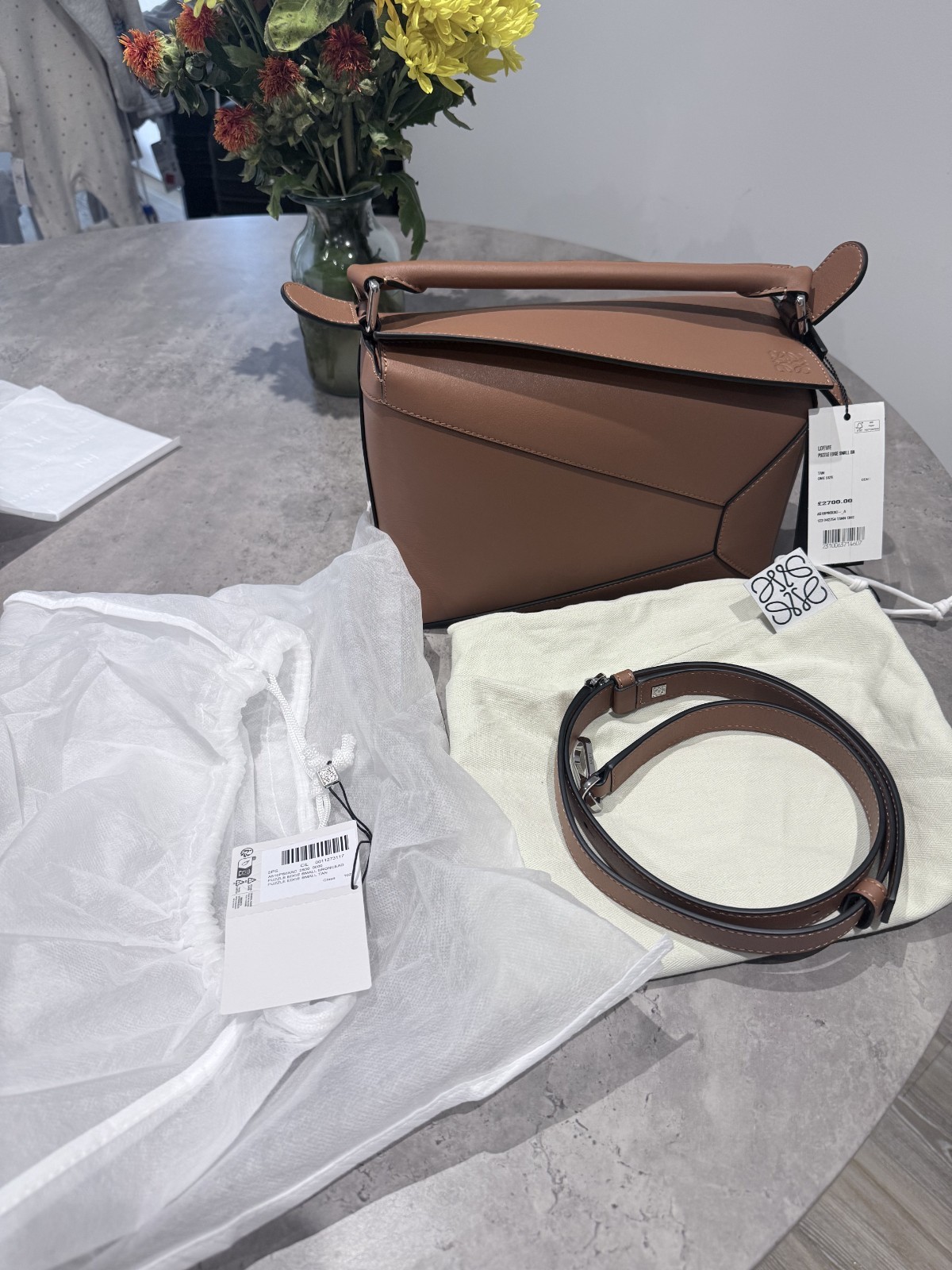 LOEWE Small Puzzle Edge Calfskin Leather Bag- Shoulder, Crossbody or Hand Carry