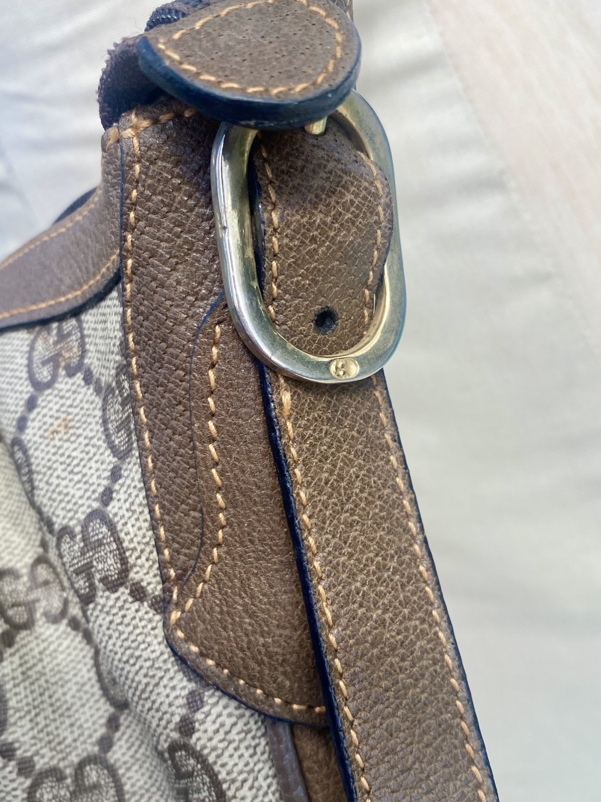 Vintage Gucci GG Shoulder Leather Bag/PVC The Accessory Collection made Italy