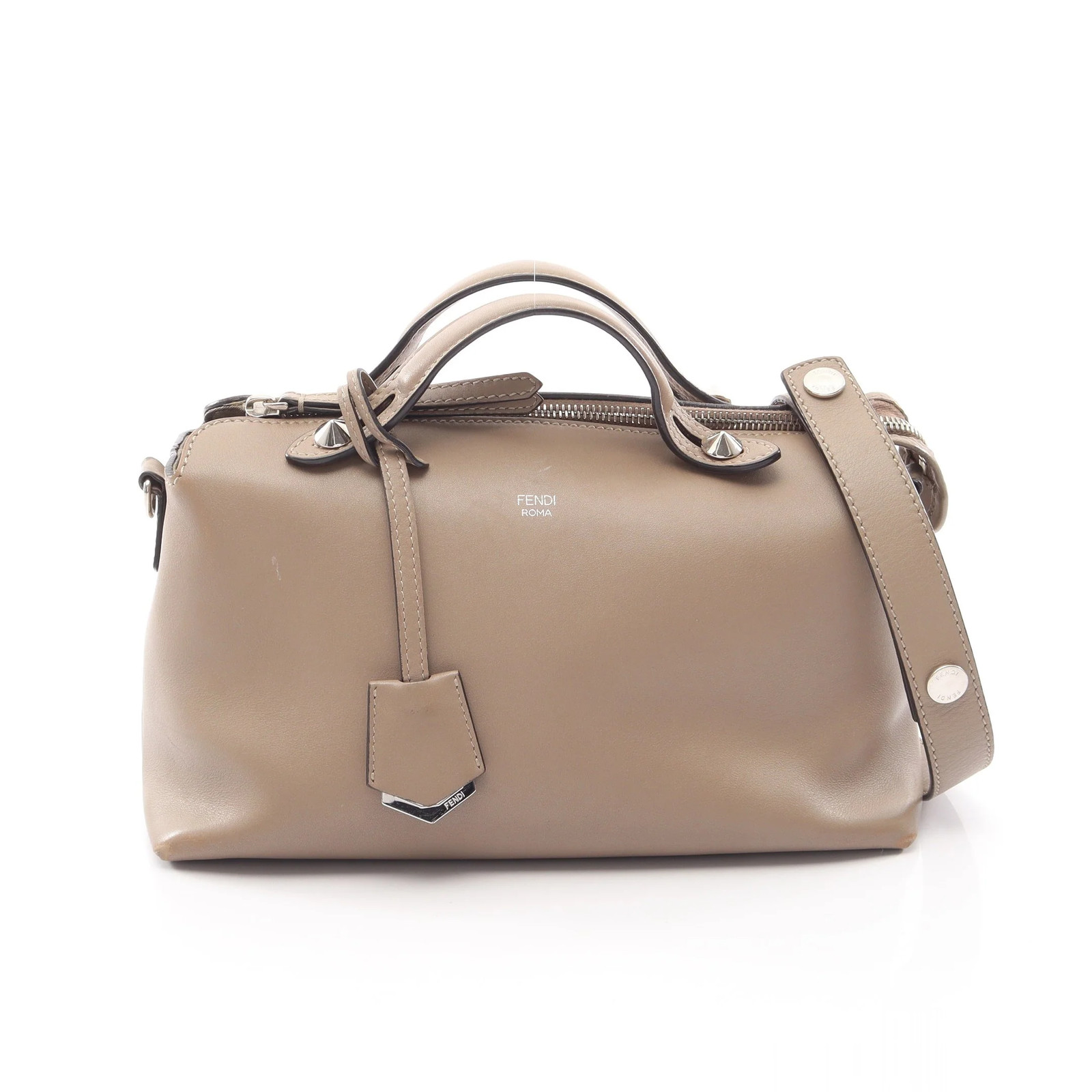 Fendi BY THE WAY MEDIUM 2WAY Handbag Beige Leather #RCB13681